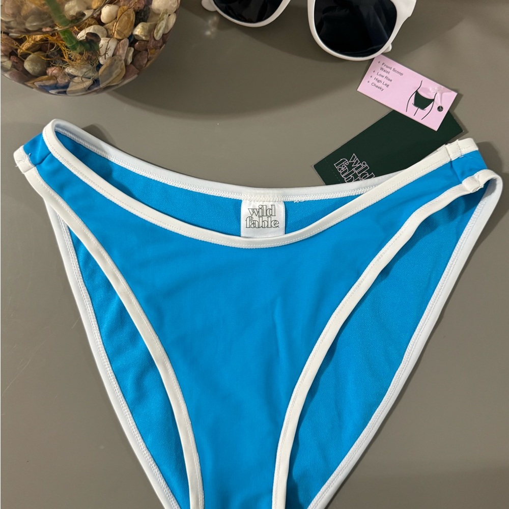 Wild Fable Blue and White High-Leg Bikini